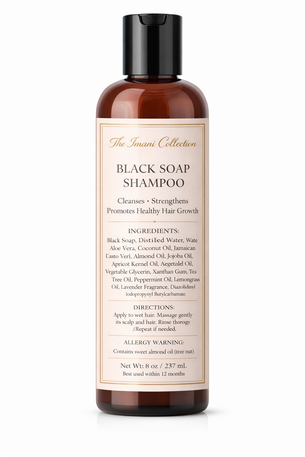 Black soap shampoo 8 oz